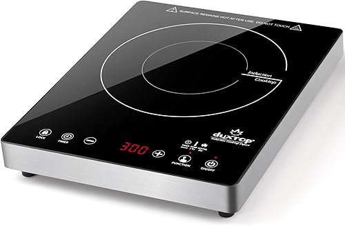 Miniatura 3 de Duxtop Cocina de inducción portátil quemador de encimera de 1800 W con carcasa de acero inoxidable E200A sartén negra y profesional de acero