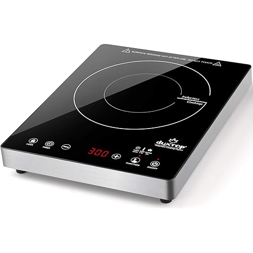 Duxtop Portable Induction Cooktop, High End Full Glass Induction Burner with Sensor Touch, 1800W Countertop Burner with Stainless Steel Housing, E200A, Black