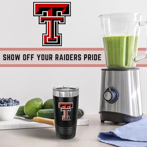 Miniatura 6 de Game Day Outfitters Texas Tech - Vaso de viaje negro de 20 onzas, vaso de acero inoxidable de doble pared con tapa acrílica, rojo Raiders para