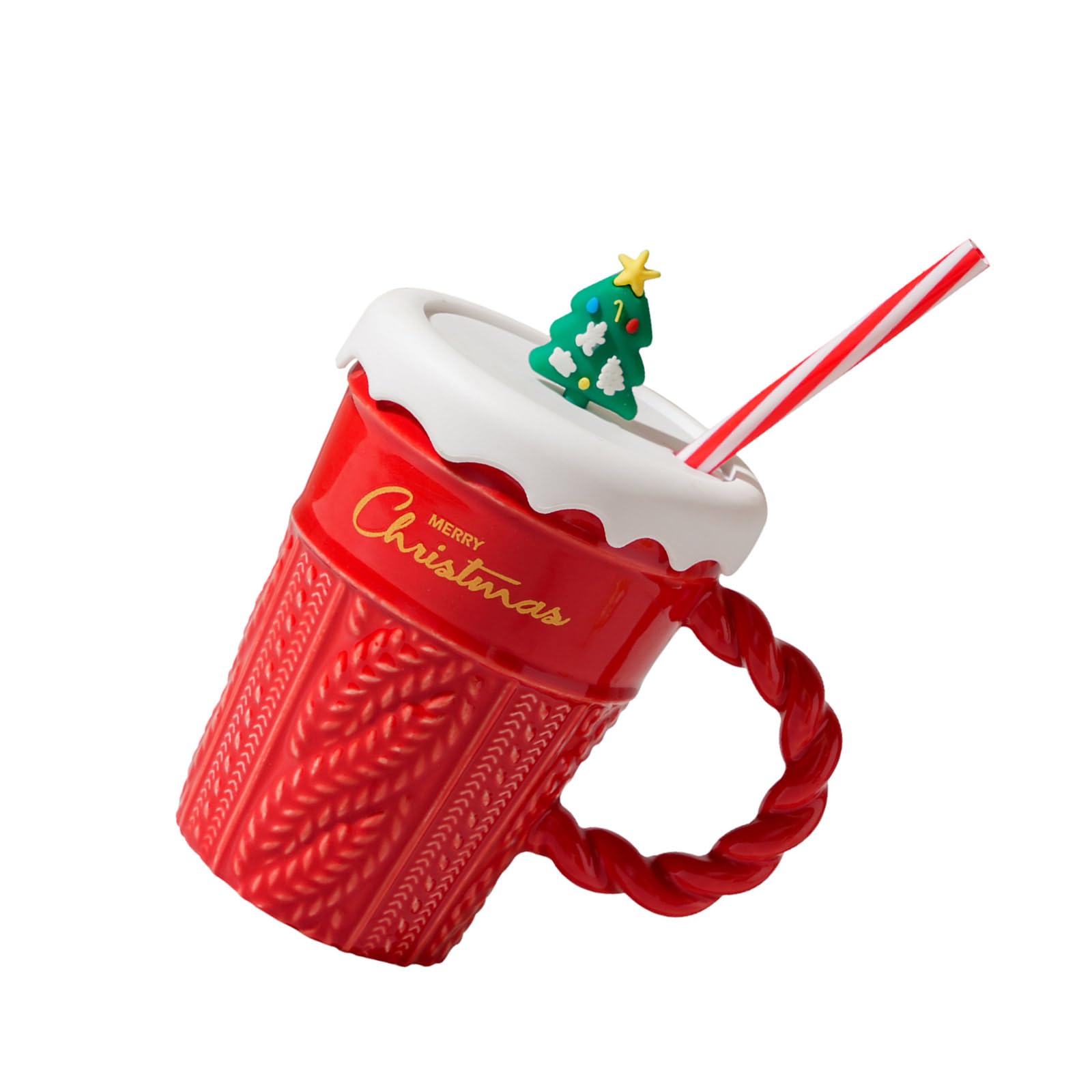 Carotoe Red Christmas Themed Beverage Cup Seasonal Ceramic Mugs Practical Christmas Hot Beverage Cup For Coffee Milk Holiday Mugs