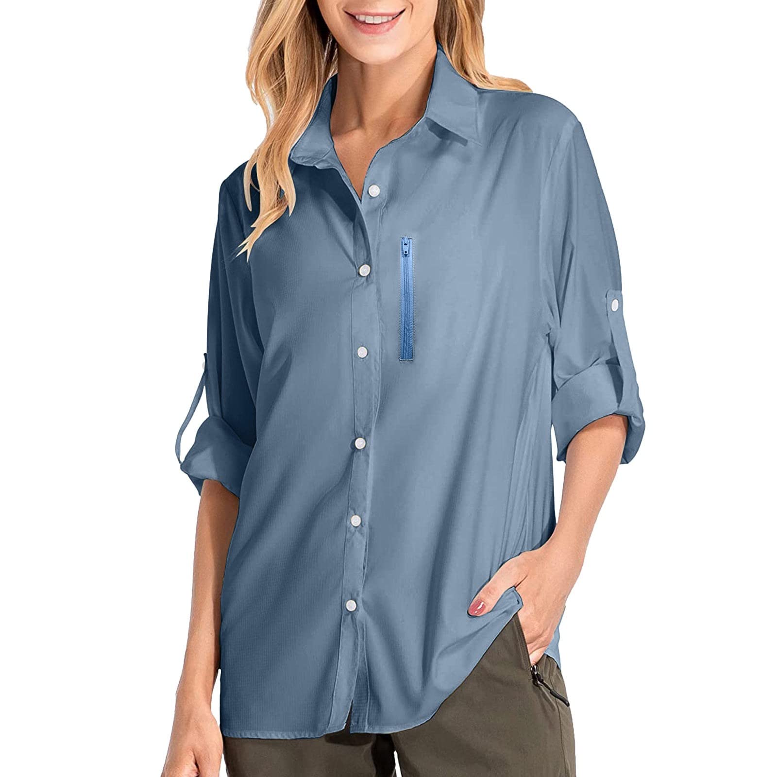 Safari Clothes for Women, Safari Shirt, Shirt Extender for Women, Ladies Lightweight Long Sleeve Hunting Hiking Tops,Women's Outdoor Sun Protective Clothing, Women's Travel Clothes