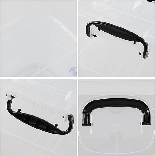 Miniatura 3 de Quickquick - Caja de plástico de 8 L con asa, contenedores de cierre de almacenamiento con asas, transparente, 2 paquetes