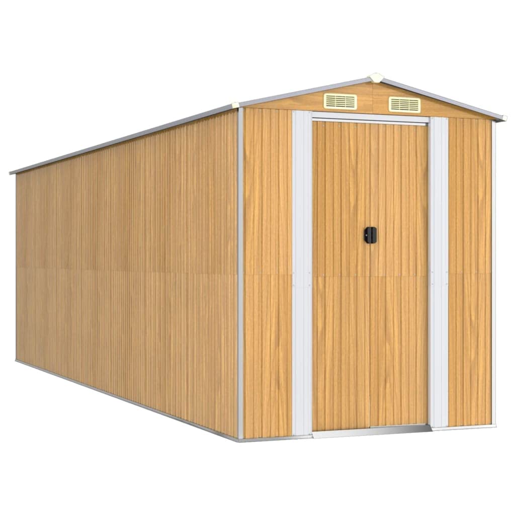 Générique Abri de Jardin Marron Clair 192x606x223 cm Acier galvanisé,Maison & Jardin,Pelouses & Jardins,Vie en extérieur,Structures extérieures,Cabanes & abris de Jardin,3147476