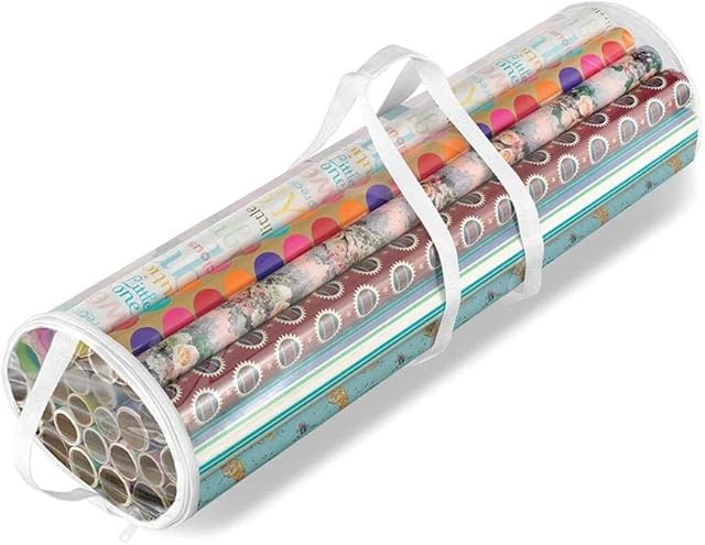 ALAYSTAR Premium Clear Wrap Wrapping Storage Bag Organiser  Space Efficient Strong Durable Xmas Cylinder Wrapping Paper Storage Bag