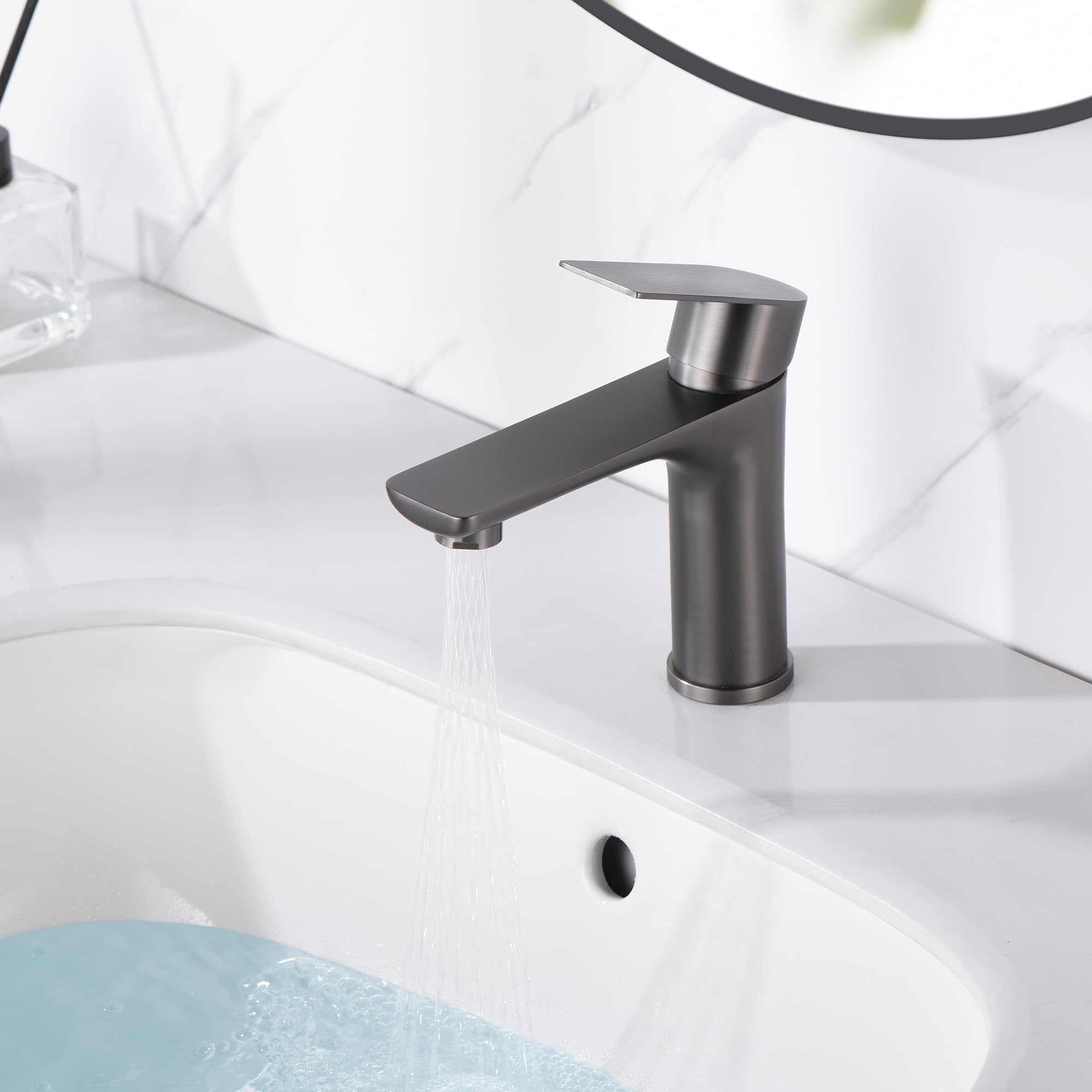 Grifos de baño para lavabo, acero inoxidable 304, monomando, color gris.