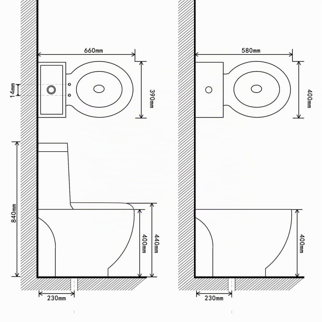 vidaXL Inodoro y bidet negros de cerámica