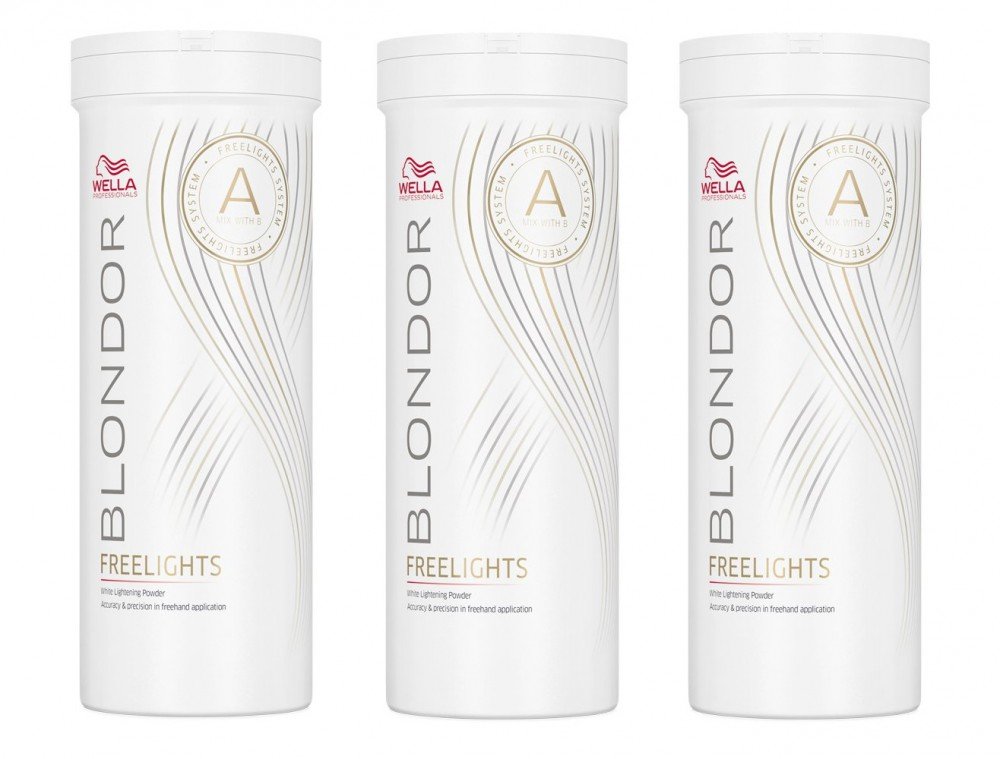 Wella Blondor Freelights Powder 3 x 400 g weißes Blondierpulver