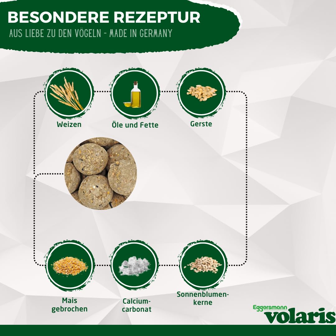 Eggersmann volaris Meisenknödel ohne Netz 200 Stück 18 kg MEISENkugel | Körnerkugel für Wildvögel | Nährstoffreiches Ganzjahresfutter für alle Vogelarten | Vogelknödel