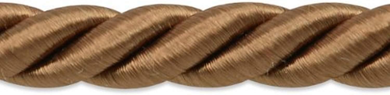 Trims by the Yard Savannah 3/8" Twisted Cord Trim, Versatile Trim for DIY Crafts, Picture Frames, Home Decor, and Fashion Items, 20-Yard Cut, Cocoa