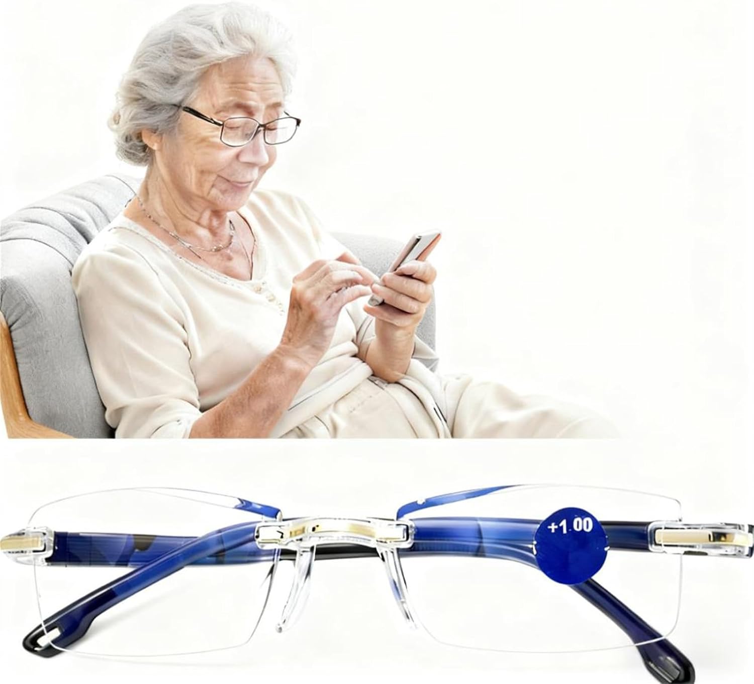 Blue Ease Optics Glasses for Women and Men No Blue Light Glasses, For Farsighted + Nearsighted,Anti Blue Light - Image 1 of 7