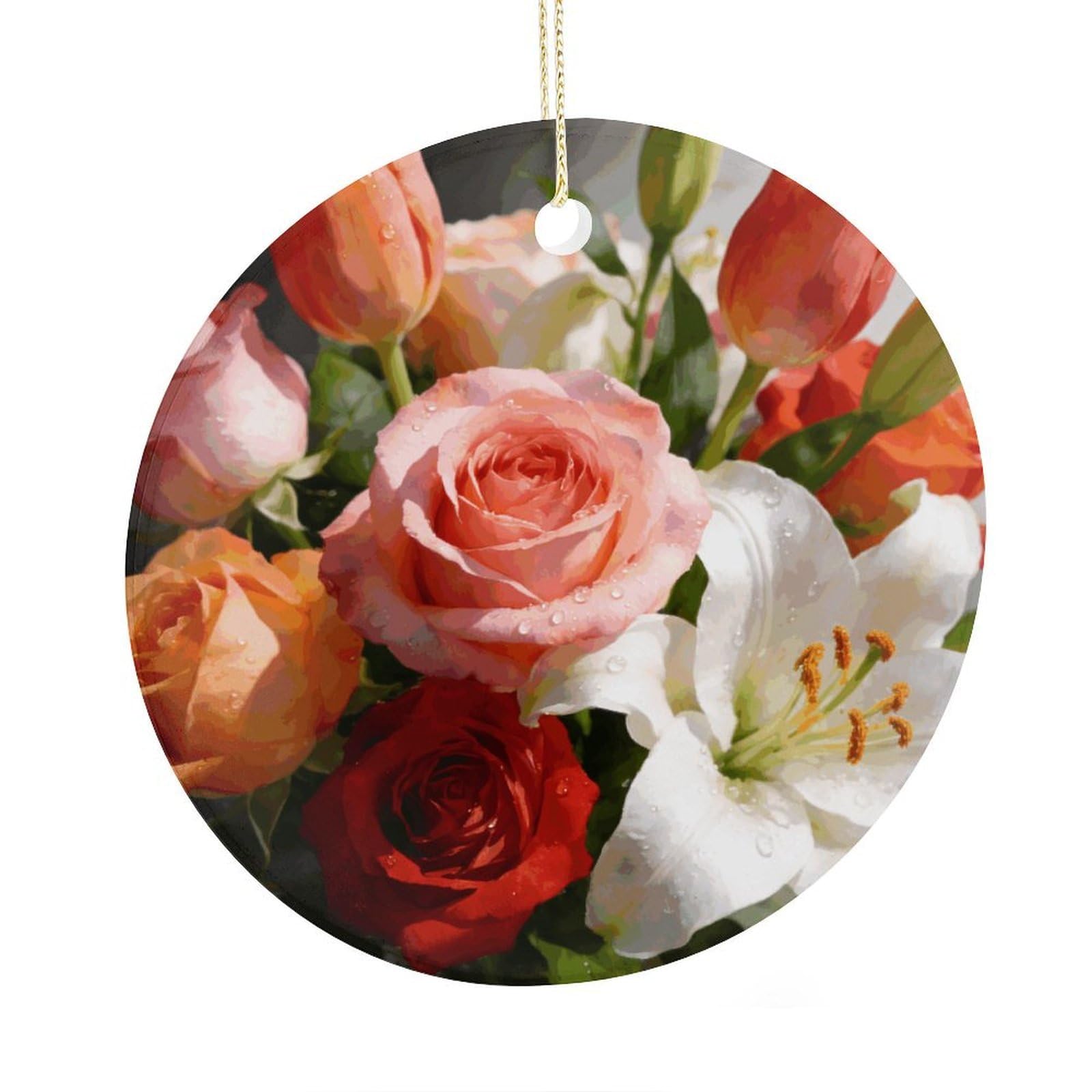 Fodpand Women's Style Morning Dew And Flame Ceramic Christmas Ornament,Wall Hanging Decor Windows Hanging Decor Best Friend Birthday Gifts, Friendship Gifts Car Hanging Ornament Gift For Girls, Teachers 2.9 In