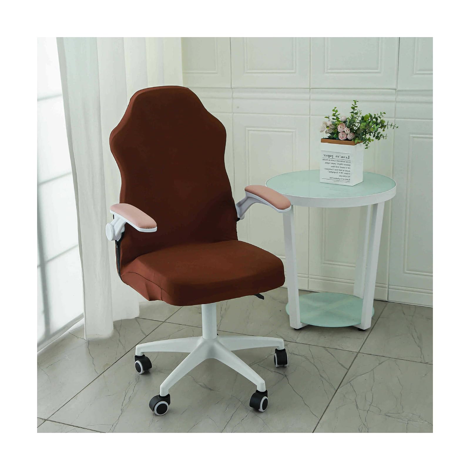 Mswborml Modernas Fundas para Sillas de Oficina Ajustables Sin Brazos, Antideslizante Funda Elástica para Silla de Oficina, Universal Funda para Silla de Oficina Giratoria, Lavable en La Lavadora,D