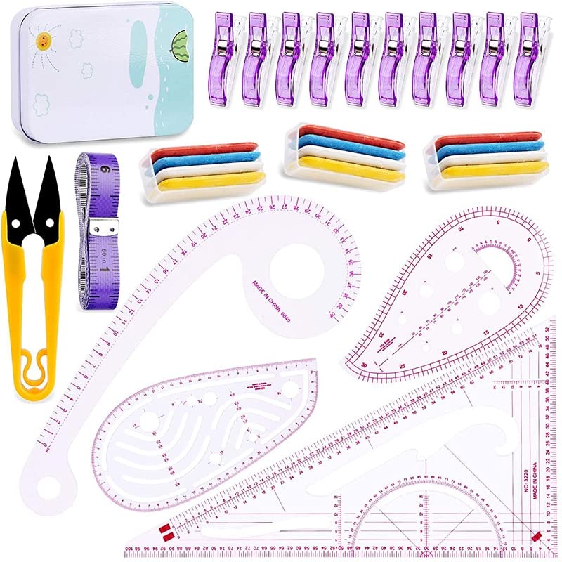 MIUSIE 4 Styles Sewing French Curve Ruler Measure Dressmaking Tailor Cutting Craft Scale Ruler and Sewing Supplies