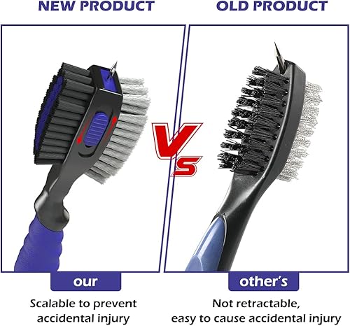 Miniatura 6 de THIODOON 2 Pack Golf Club Brushes and Groove Cleaner 2 ft Retractable Zipline Carabiner Golf Brush Head with Retractable Spike Comfortable Grip Golf