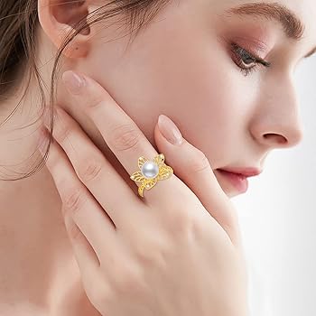 Amazon | 14K リアルゴールド フラワーリング レディース