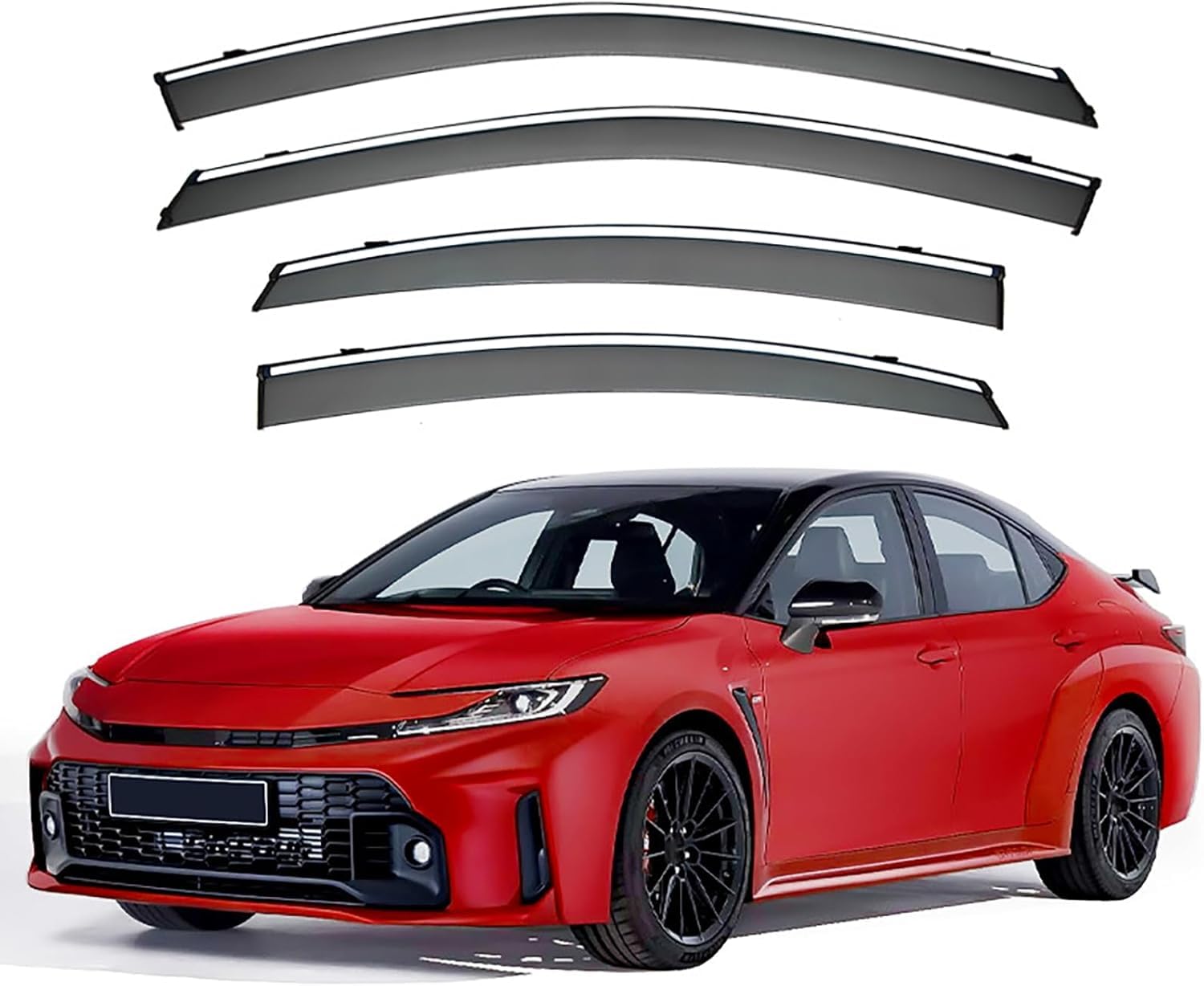 FengXH Window Deflectors for Toyota Camry MK9-XV80 2024+ - 4pc Smoke Tint, Waterproof, Noise Reducing.