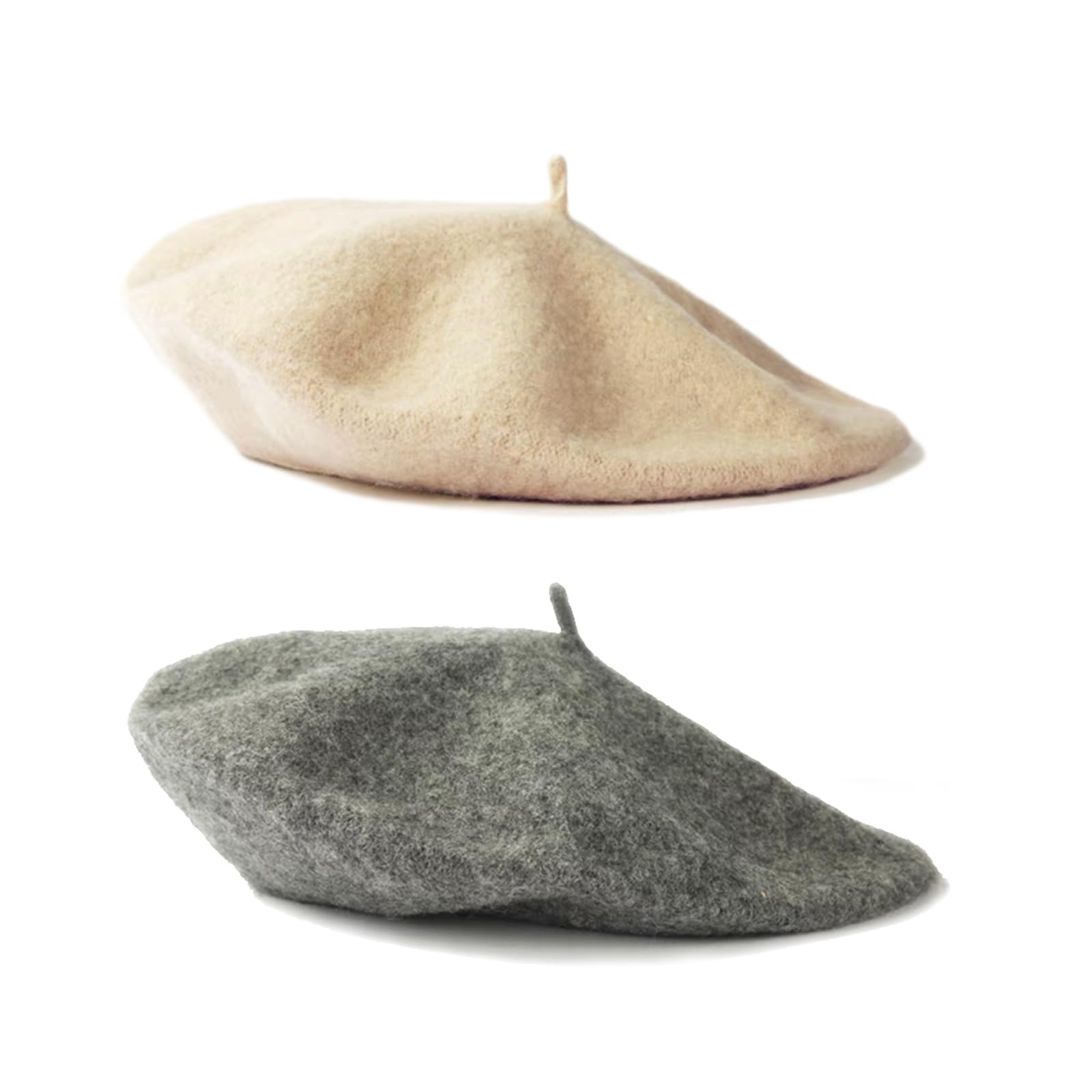 6947 2 Pieces Beret Hat Women French Wool Beret Solid Color Beret Cap (us, Wool French Beret Hat Solid Color Beret Cap for Women and  main image 2