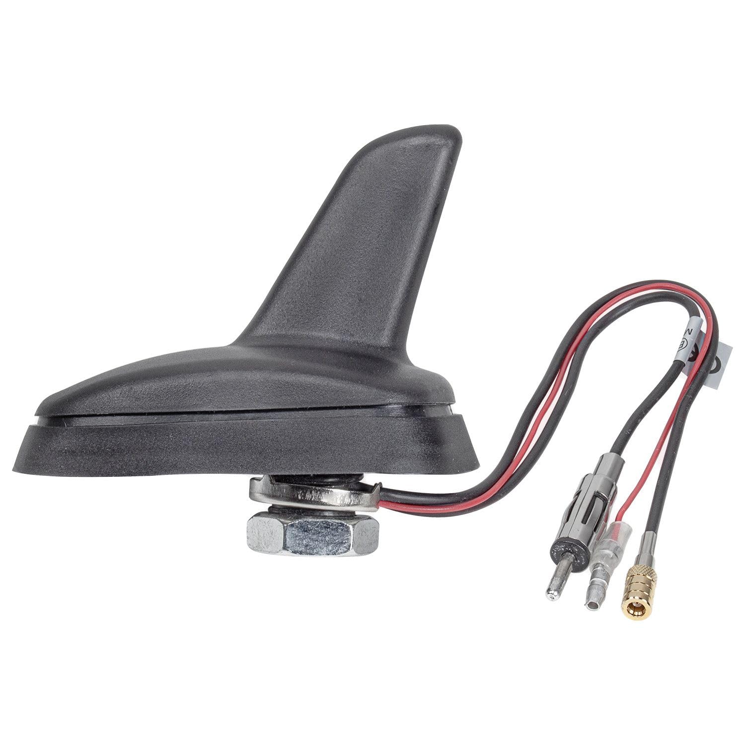 tomzz Audio 1000-048 Antenne Dab pour Voiture Shark Design, antenne de Toit Dab+ FM Active, raccordement : Prise SMB (F) et fiche DIN (M), Noir Mat