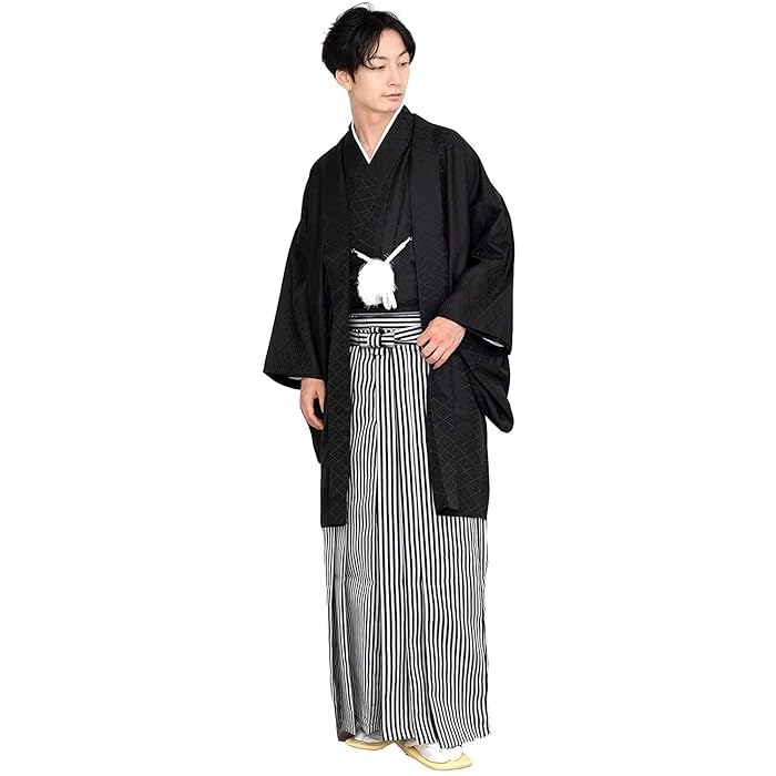 Buy KYOETSU Men's Japanese Kimono Haori Jacket Hakama Pants 3 piece set