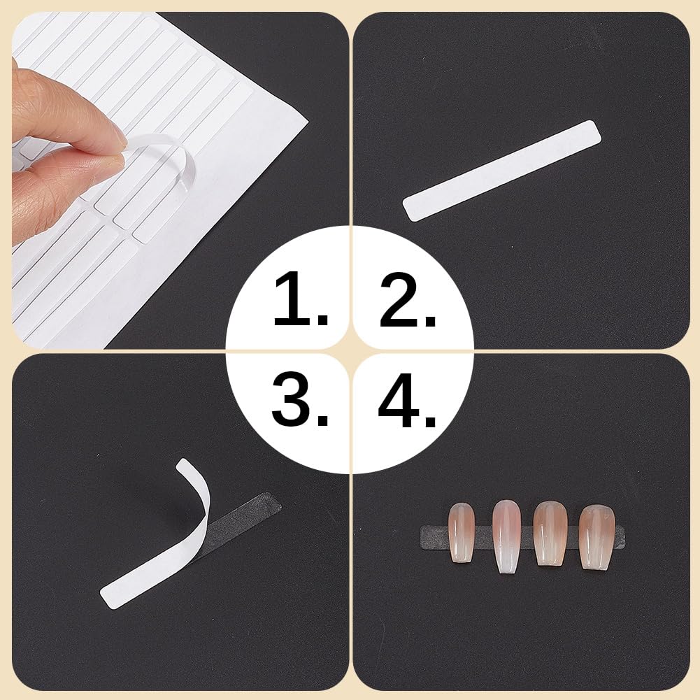 craspire 12Pcs 3 Tailles Double Face Ruban À Ongles Bandes D’Affichage Nail Art Adhésif Transparent Amovible Presse sur Le Montage Outils De Fixation Pointe Bande De Ruban pour L’Emballage Stockage