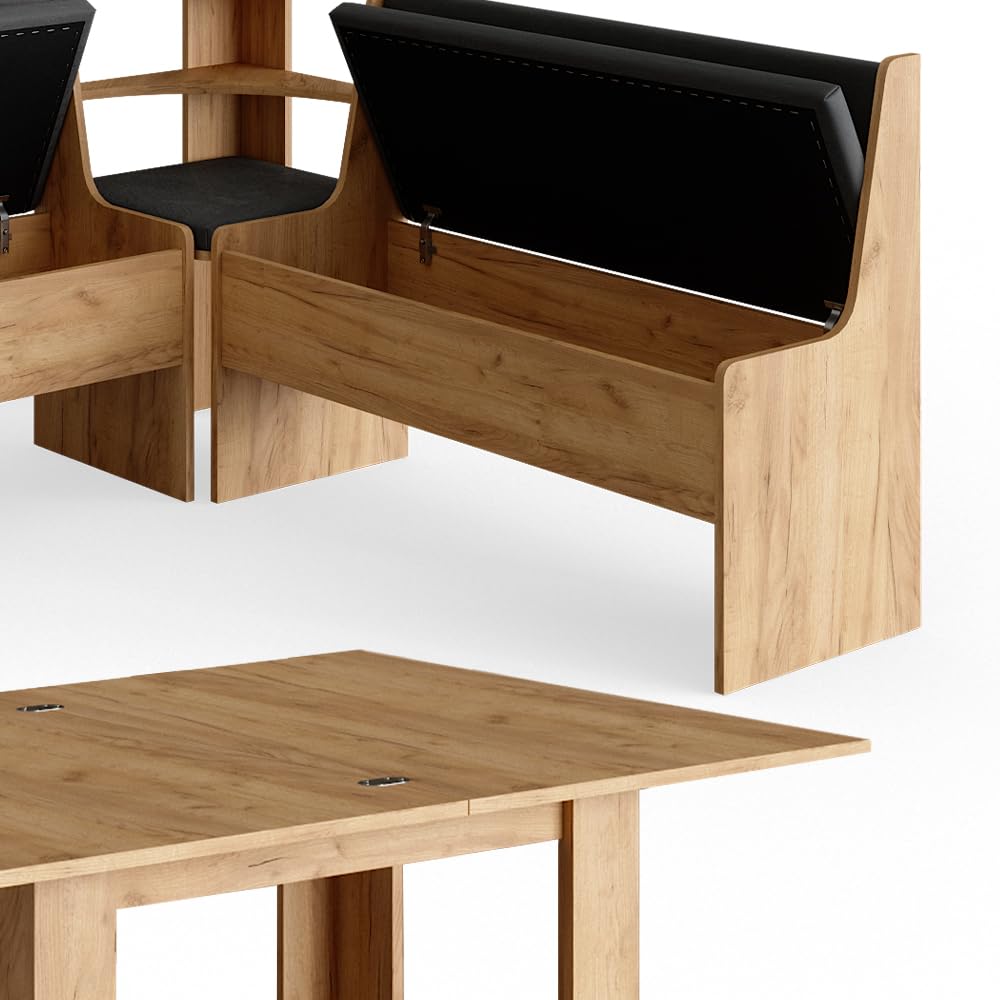 Vicco Groupe de banquettes d'angle Roman, Chêne de Force doré, 150x150cm avec Table