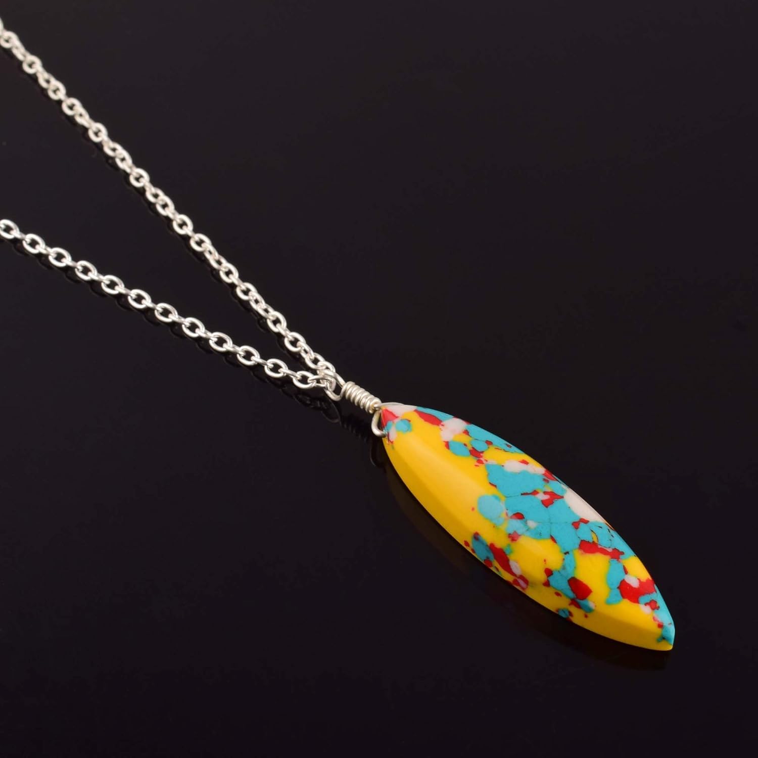 Turquoise Crystals Pendant Necklace, Marquise Cabochon Gemstone, Energy Healing Crystals, Birthday, Gift for Her, Gemstone Jewelry for Women 18 inch AAA+ Quality (turquoise) - Image 7