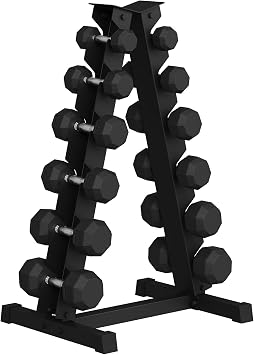 Hex Dumbbell Sets with Rack, 210LB 5-30Lb, 6 Pairs Rubber Coated Dumbbell Weight Set and Storage Rack,Multiple Sizes Exercise & Fitness Dumbbells for Muscle Toning, Strength Building & Full Body Workout
