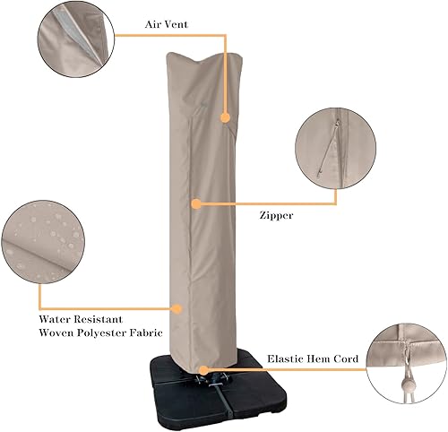 Miniatura 3 de Cubierta de sombrilla de patio para sombrilla de 9 a 13 pies, resistente al agua, curvada voladiza y poste recto, cubierta de sombrilla para