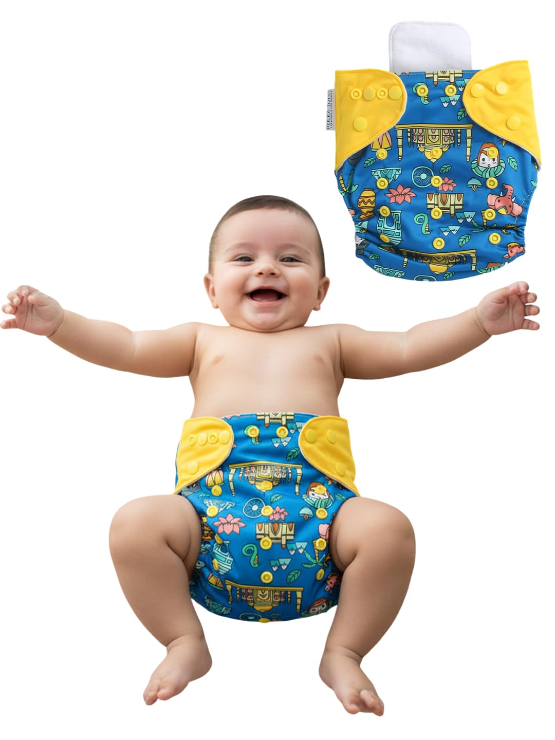 POLKA TOTS Reusable Cloth Diaper With Traditional Print for Babies 0-24 Months | Adjustable Washable Diaper with Leak-Proof Cover & 5-Layer Bamboo Charcoal Insert | Cloth Diaper for Newborns-picture-23