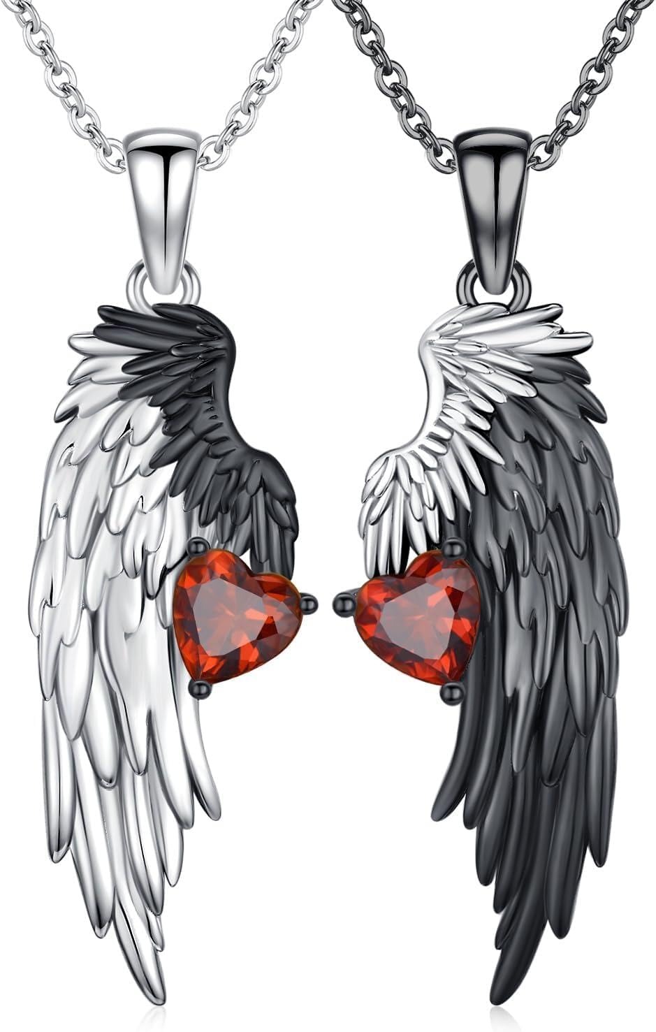 Yin Yang Matching Jewelry Set 925 Sterling Silver Rabbit Wolf Necklace/Angel Devil Couples Necklace Couple Pendant Couples Jewelry Birthday Gift For Women Men Husband Wife