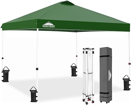 EAGLE PEAK - Toldo de 3 x 3 m (10 x 10 pies), toldo instantáneo al aire libre con altura ajustable y bolsa de transporte con ruedas., Verde disponible en Yaxa Colombia