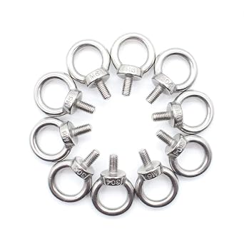 10Pcs 304 Stainless Steel M6 Male Thread Machinery Lifting Ring Eye Bolts