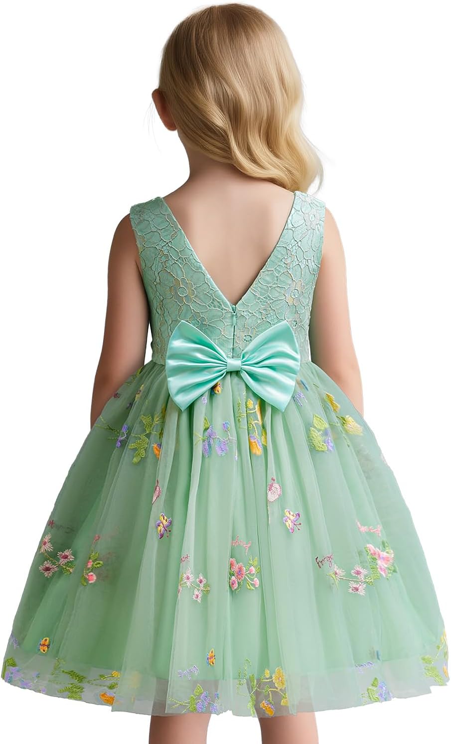 Nileafes Flower Girls Lace Pageant Dress Toddler Girl Tulle Sleeveless Wedding Party Princess Ball Gown