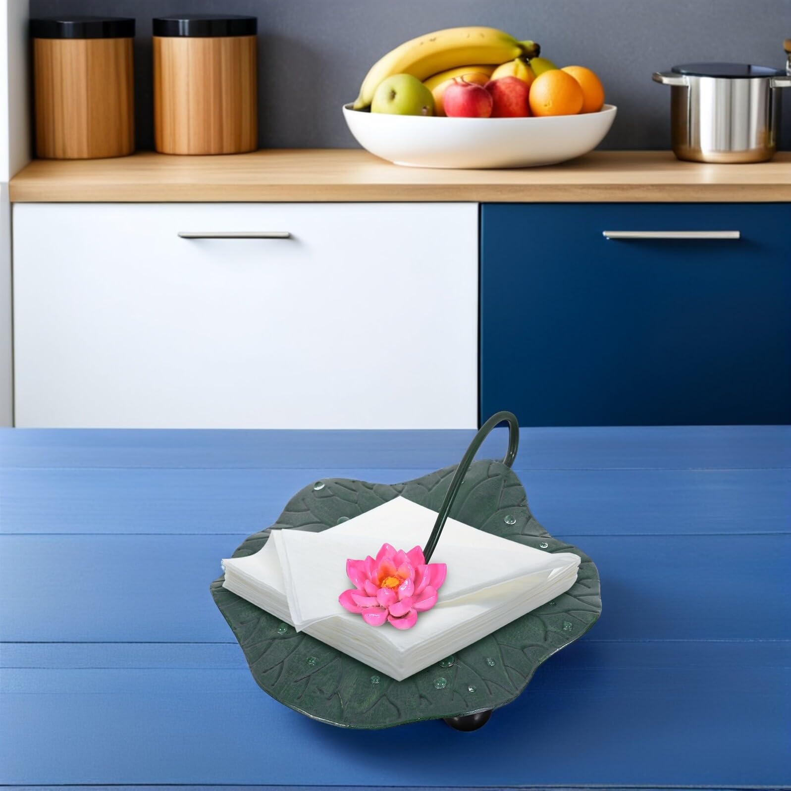 Servilletero de Loto Decorativo para Mesa de Restaurante en Hierro Diseño Flor para Cocina y Eventos Elegantes