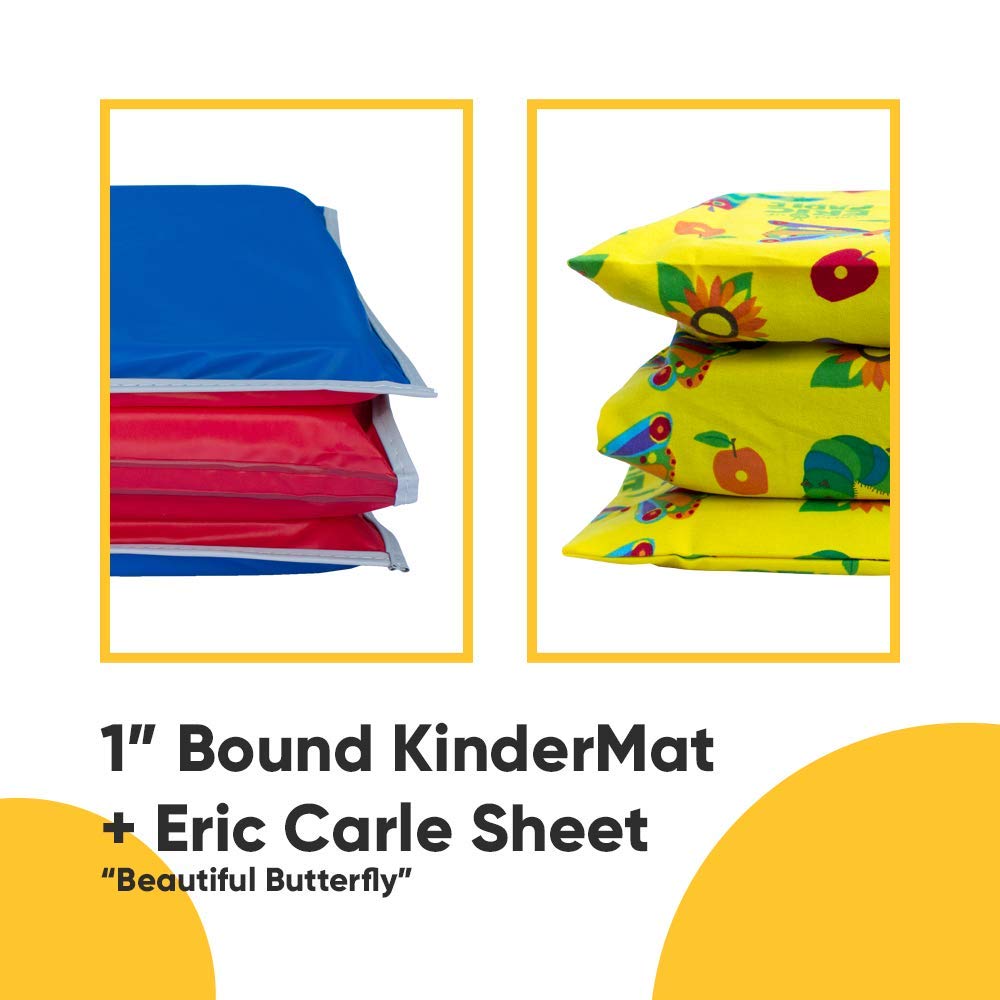KinderMat + Eric Carle Kinderbundle - Beautiful Butterfly - Full Nap Mat & Washable Cover, Special Edition - 47
