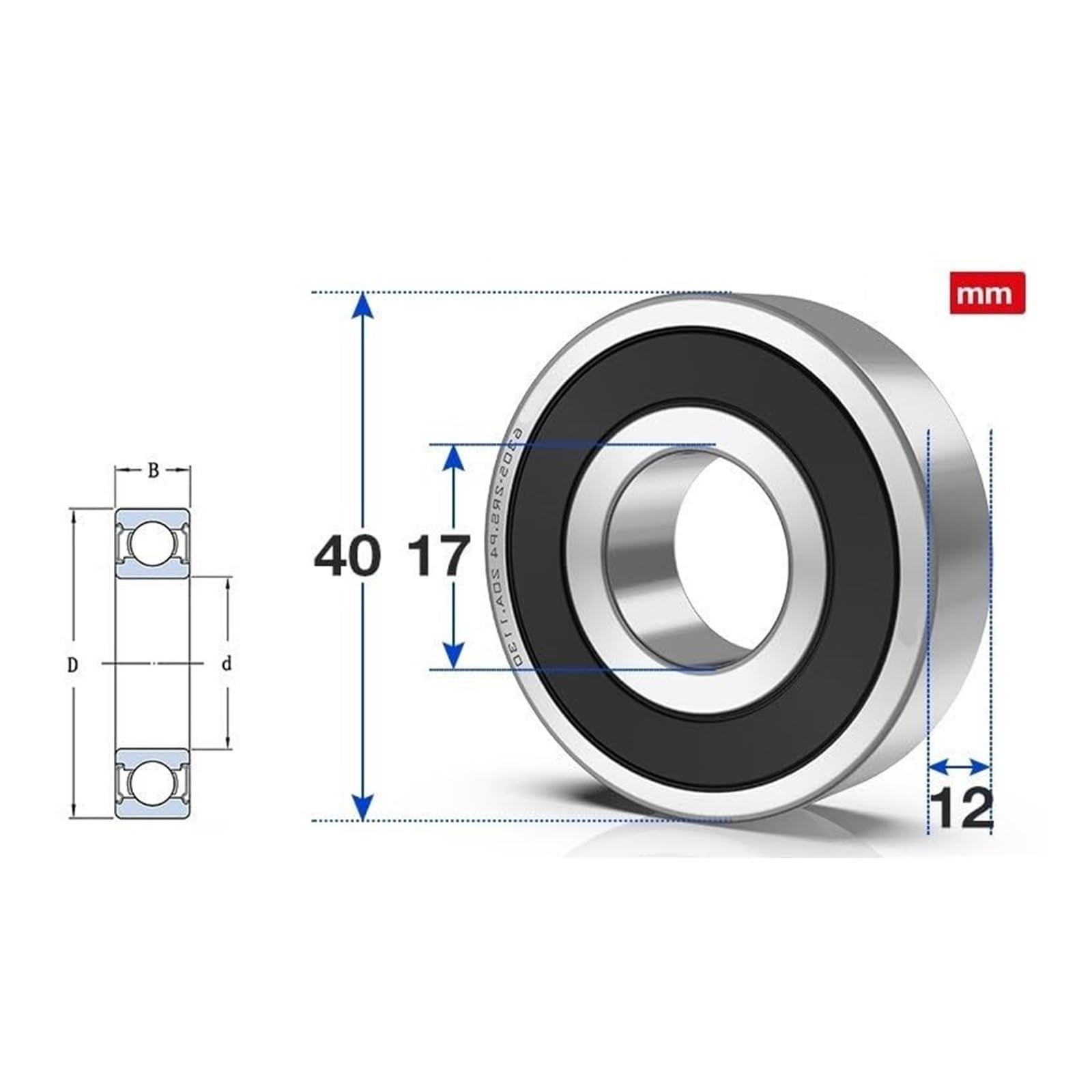 Aspectos, 1PC 440 rodamientos de acero inoxidable S6200/6201/6202/6203/6204/6205/6206/6207/6208/6209/6210/6211/6212 ZZ/RS bolas(S6203-RS 17x40x12mm)