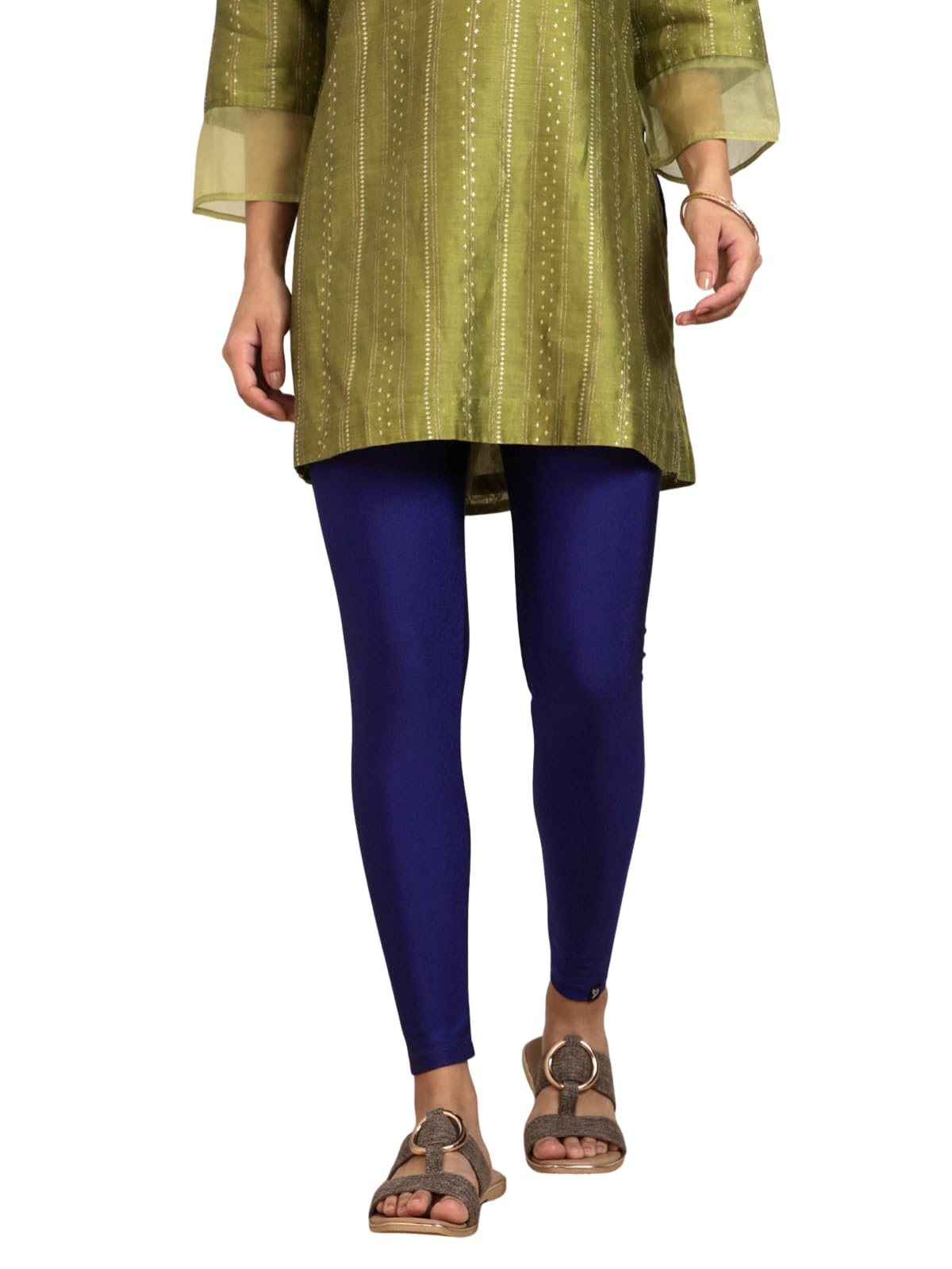 TWIN BIRDS Tailored Cut & Slim Fit Stretchable Nylon Elasthane Fabric Ankle Length Shimmer Leggings for Women