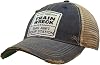 VINTAGE LIFE Hey Train Wreck This Aint Your Station Distressed Trucker Cap, One Size, Navy Blue, Cotton and Polyester, Headgear, Hat, Headwear