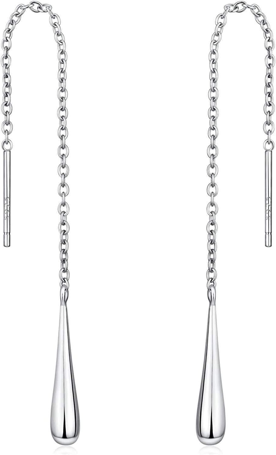 Savlano Teardrop 925 Sterling Silver 18k Gold Plated Long Chain Threader Dangle Drop Earrings For Women and Teens Comes In White Gold, Yellow Gold, & Rose Gold Colors Comes With Savlano Gift Box - Image 2