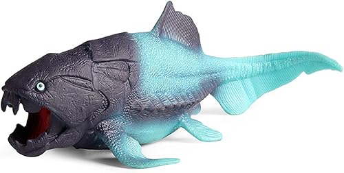 FLORMOON Figuras de animales 1 pieza de goma elástica realista Dunkleosteus modelo de acción, juguetes de alivio del estrés para proyectos de