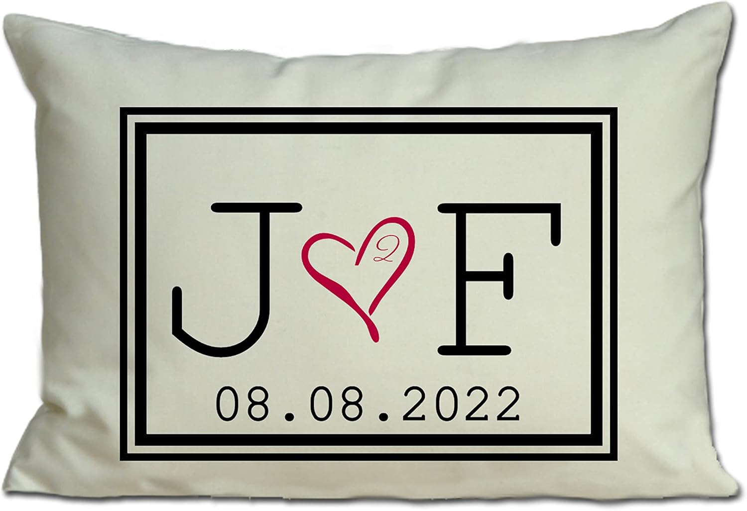 Personalized Pillow Two Hearts 2 Hearts are one, with Initial Monogram and Date Second Anniversary Cotton Gift 2nd Anniversary Pillow
