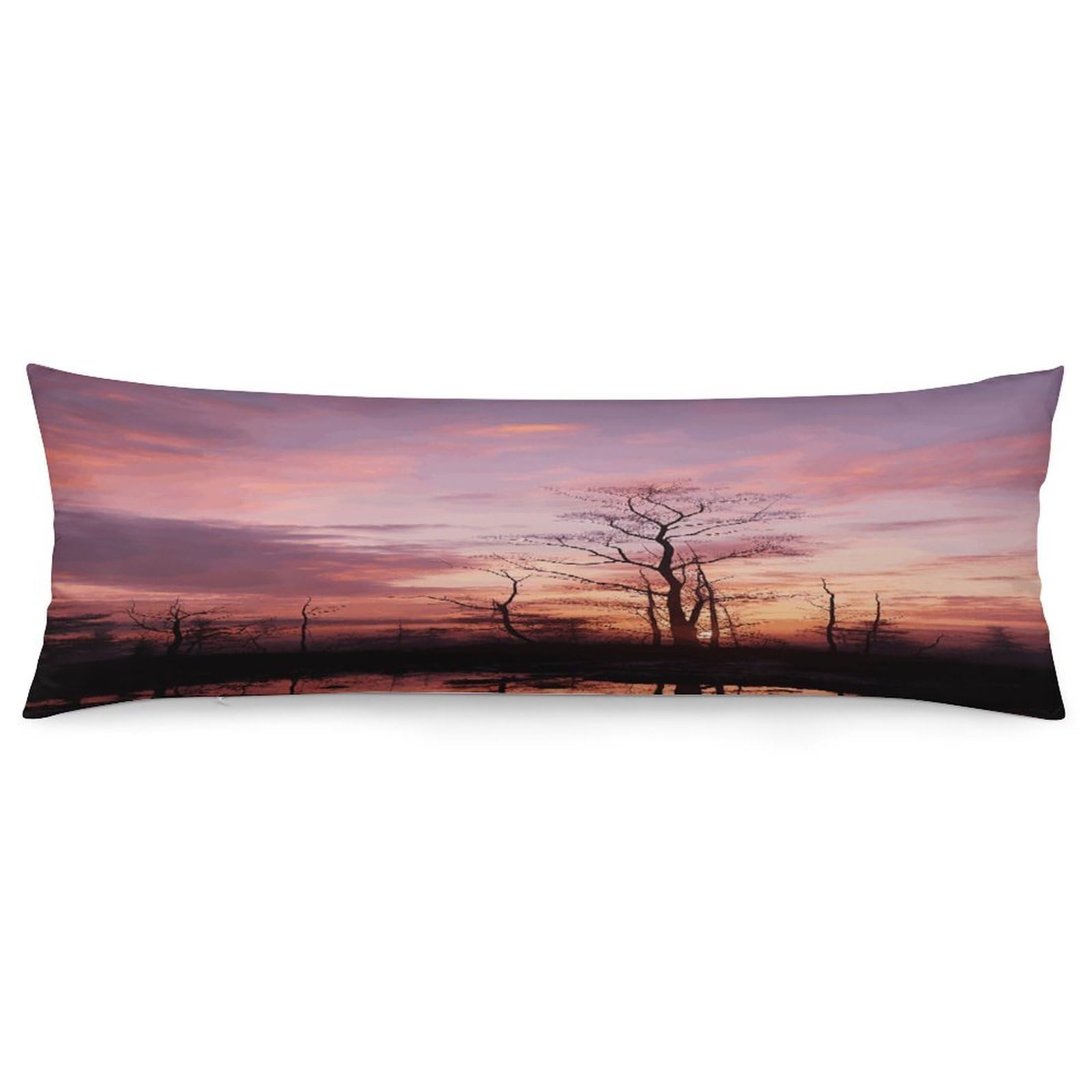 Pink Dusk Background Body Pillow Cover Soft Full Long Pillow Cover Decorative Large Pillow Case Cozy Body Pillow Pillowcase Pillow Shams for Bed Sofa Couch Room Decor 18.9 X 53 Inch
