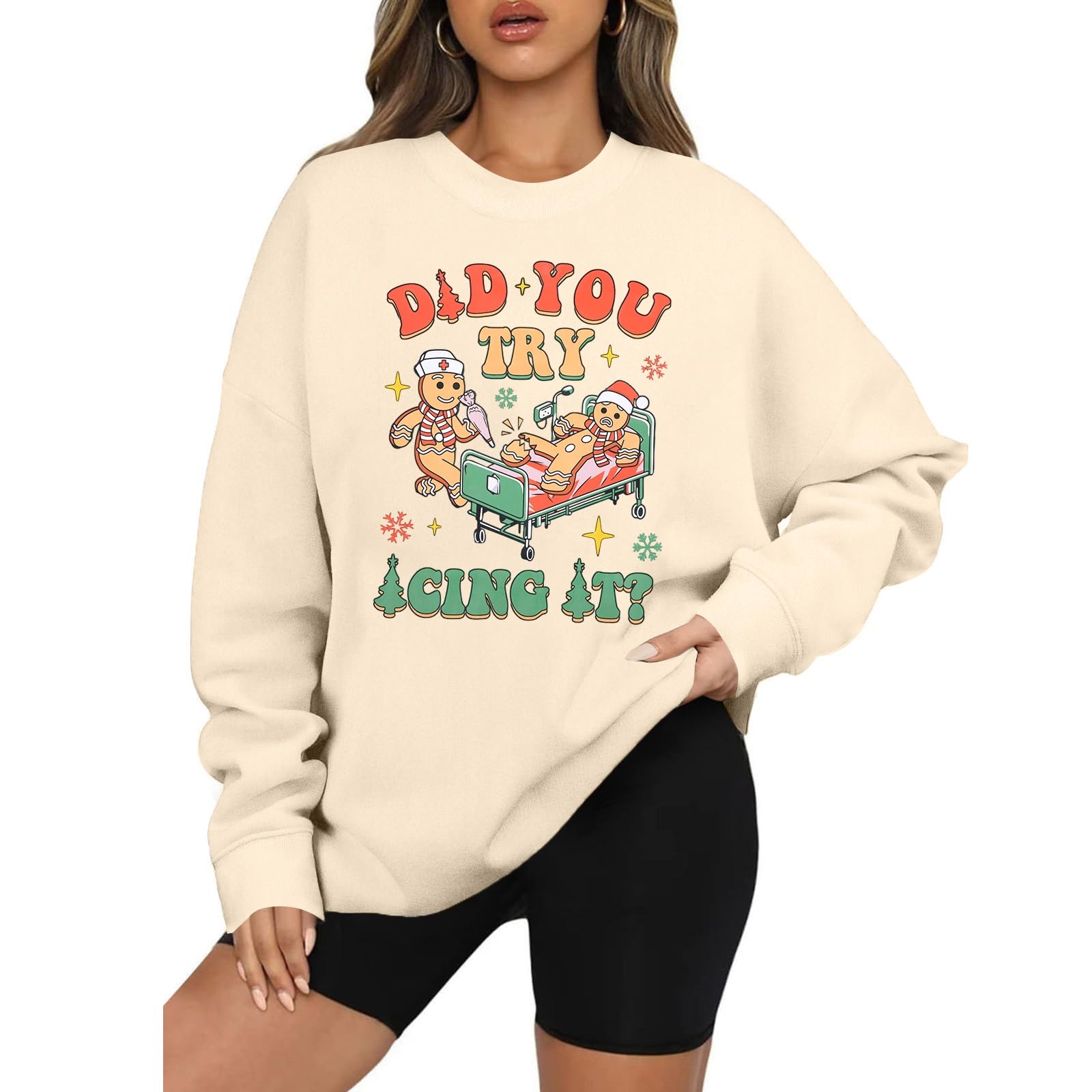 HEBBE Sudadera de Navidad para enfermera, sudadera de enfermería para mujer, camiseta divertida