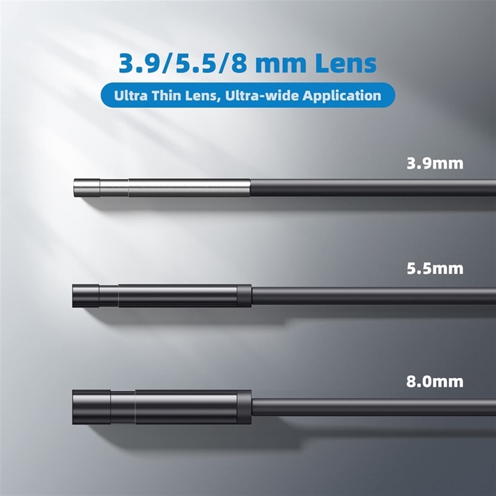 Inspection et analyse 2.4 pouces IPS écran endoscope industriel caméra HD1080P tuyau inspection de voiture endoscope étanche câble rigide LED 2600mAh batterie (Size : 8mm-10m)