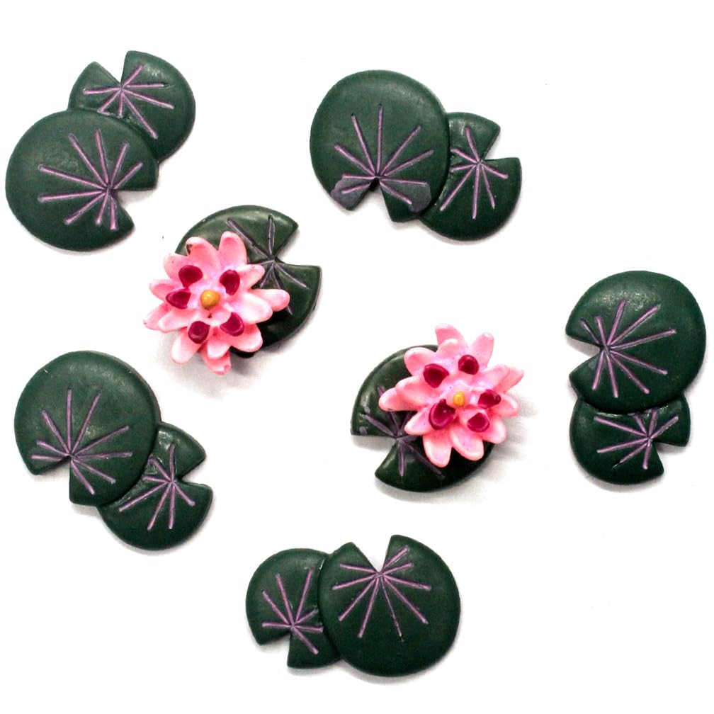 FUNSHOWCASE Lotus Flowers Leaves Aquarium Terrariums Fairy Gardens Resin Decor 7-Pack 806=2 807=5