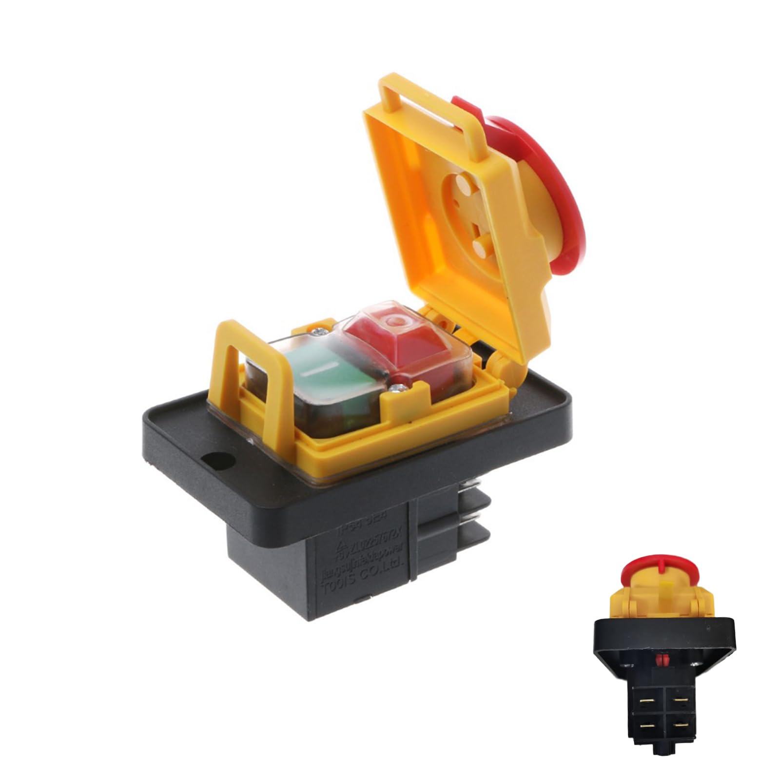 Interruptor Parada Emergencia KJD12 - 250V 12A, IP54, 4 Pines, Magnético Táctil, Para Máquinas Industriales