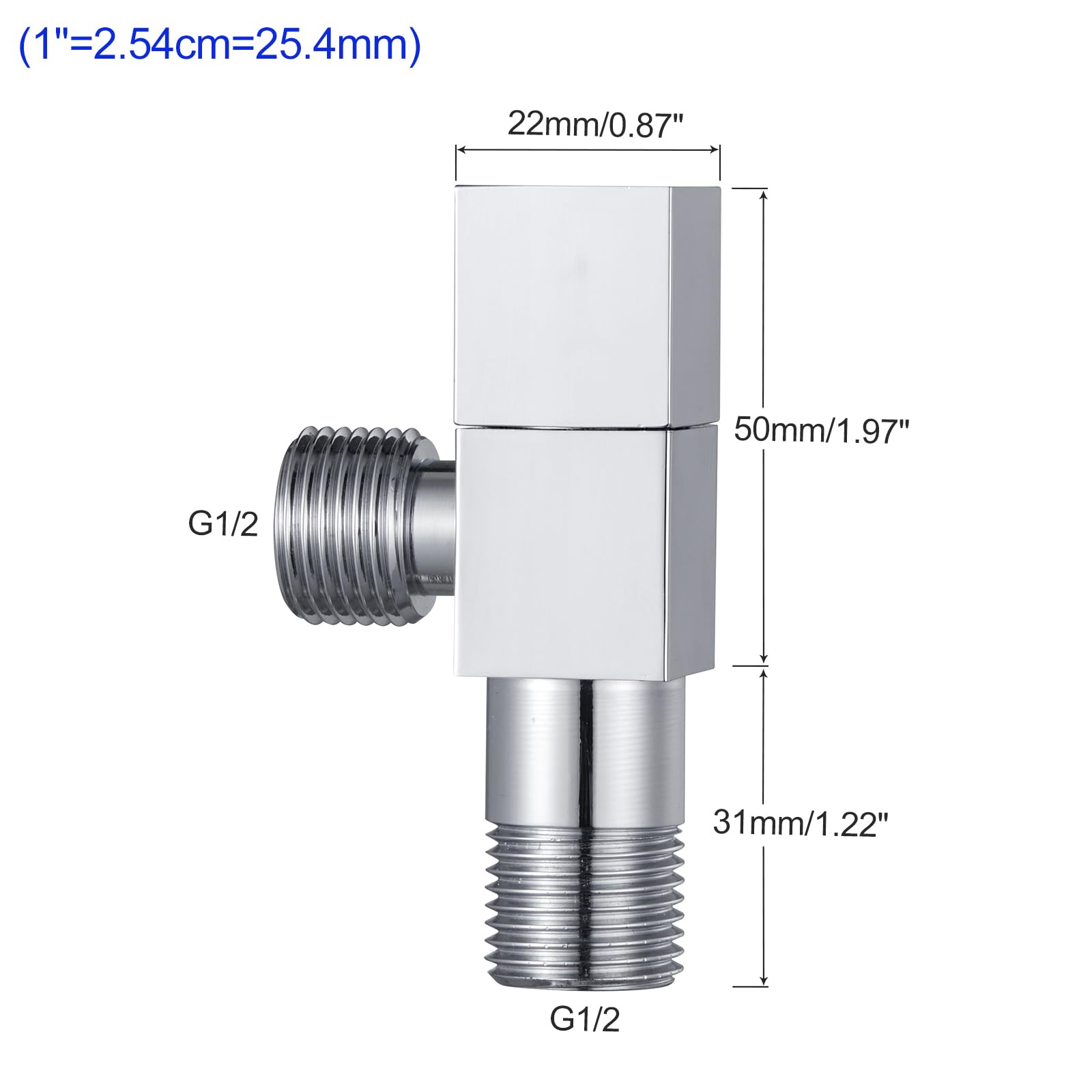 SUBMARINE Brass Angle Stop Valve, G1/2 Inlet and Outlet Caliber, 1/4 Turn Shut Off Valve, with G3/8 Adapter - Image 4