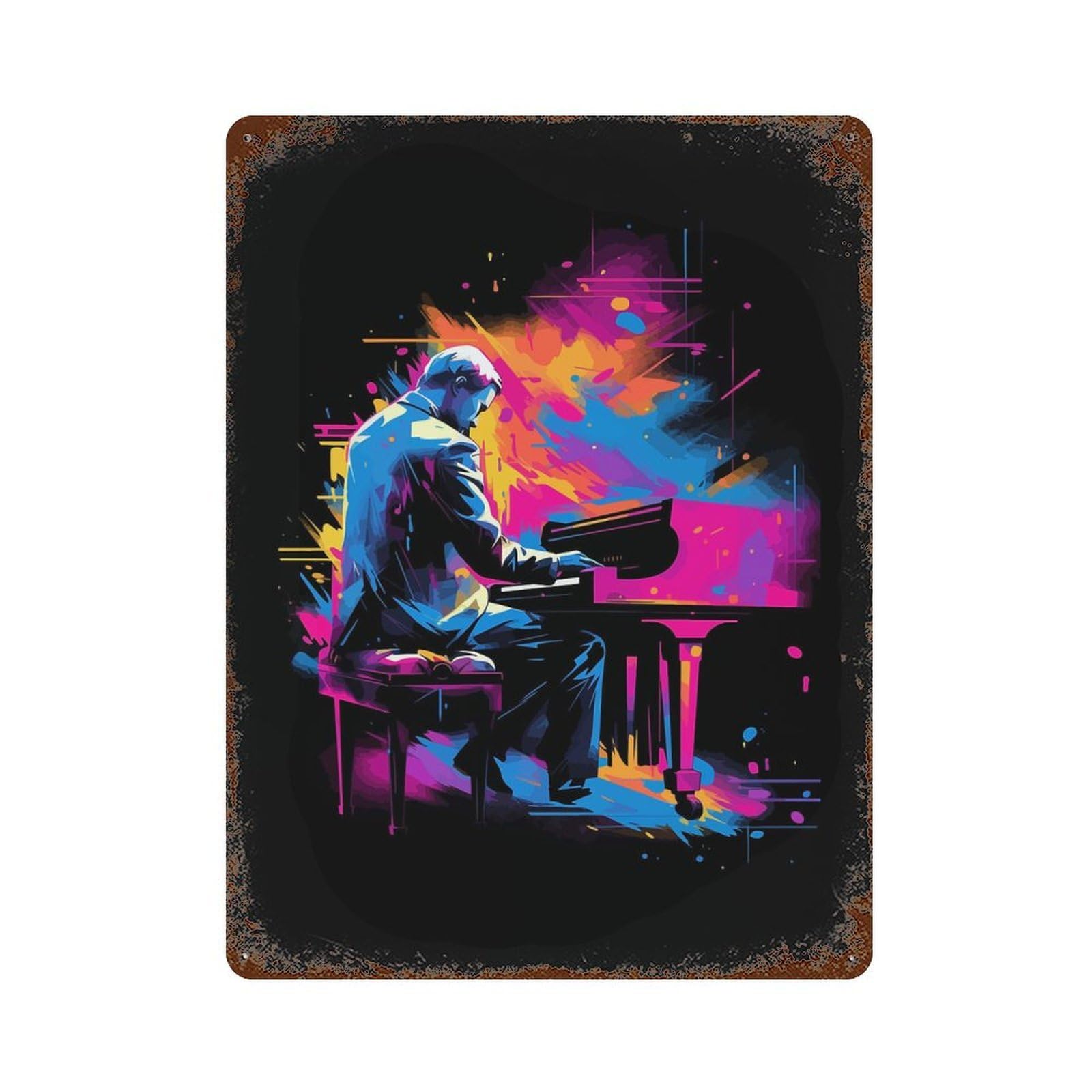 Piano Performance Rusty Metal Tin Sign 15.7"x11.8", for Shed, Workshop And Garage Wall Decor, Shabby Chic Decor