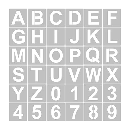 36pcs 5 Inch Letter and Number Stencils Reusable Washable Alphabet Stencils Environment-Friendly PET Art Craft Templates for Painting On Wood Fabric Wall Door Decor Home Sign