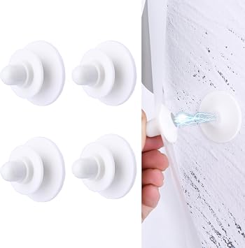 Magnetic Shower Curtain Clips, Nail-Free Sealant Glue Splash Guard Clips, Keep Curtain Liner Closed to Wall, Stop Liner from Billowing, Prevent Water Off Floor, White, Pack of 4